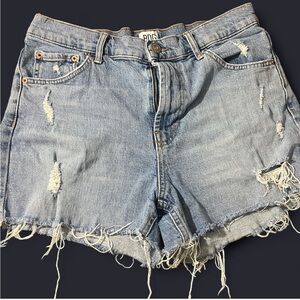BDG Blue Jean Shorts Distressed Frayed Hem